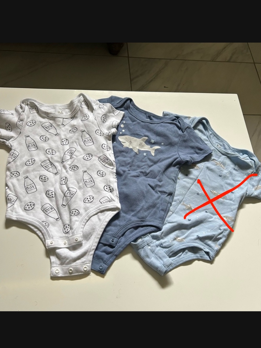 White and Blue Bodysuit Set Soft Cotton One Pieces - 24m